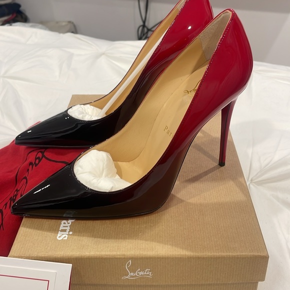 Brand new Christian Louboutin Kate 100 patent black and red ombré heels - Picture 4 of 8